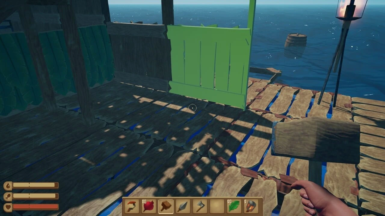 Raft building placement on the raft deck