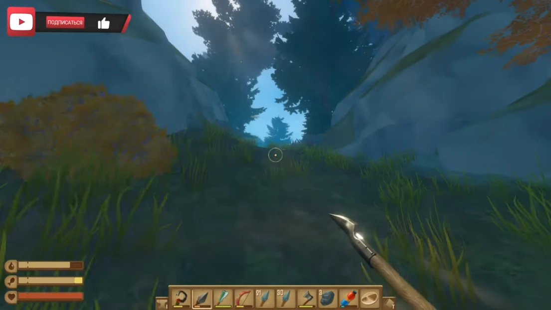 Raft island exploration with spear equipped